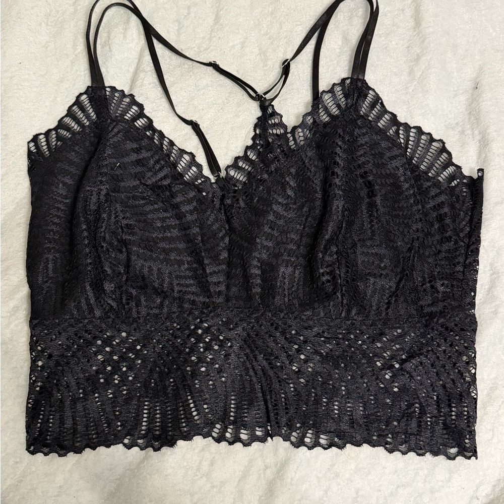 Black Lace Bralette Tank Top Cropped